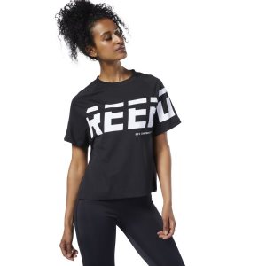 Reebok Meet You There Graphic T Shirt Damen - Schwarz - DE 290-SHI